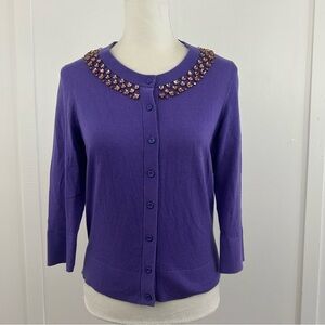 kate spade womens silk, cashmere blend purple cardigan size M